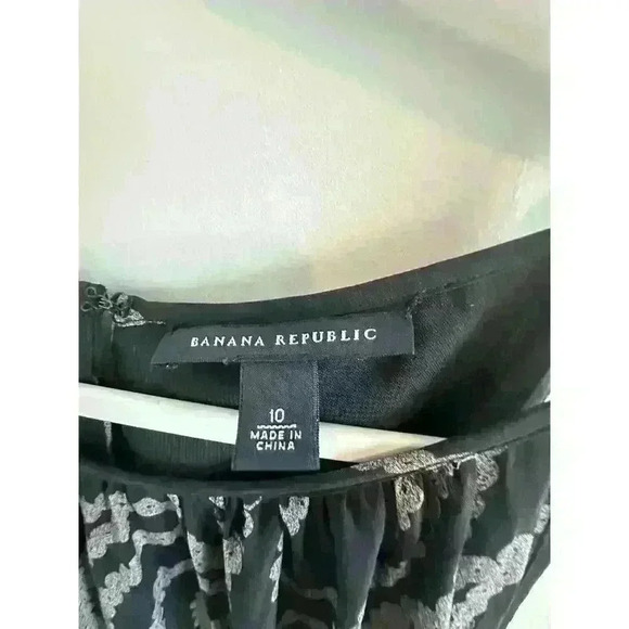 Banana Republic Womens Black/ Gray Spaghetti Strap Dress Fully Silk Lined Sz 10 - Picture 4 of 6